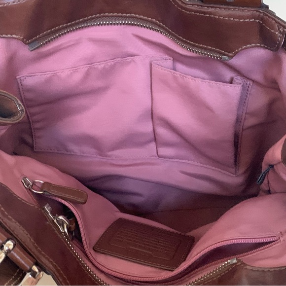 COACH Soho Pleated Leather Tan and Off White Handbag w/Nickel Hardware. F15045 - Picture 7 of 8